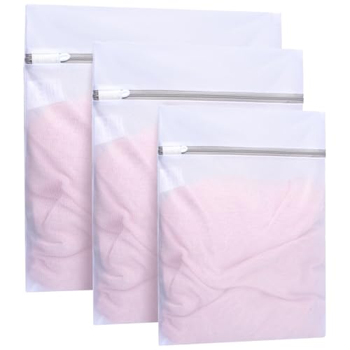BAGAIL Laundry Bags Mesh Wash Bag for Intimates Lingerie and Delicates, 3Pcs(1S,1M,1L) - color: Pearl White-Fine Mesh, size: 1S,1M,1L