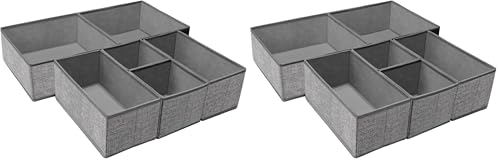 Criusia Foldable Underwear Drawer Organizer, Closet Dividers, Storage Box for Clothes, Socks (6 Bins, Gray) (Pack of 2) - color: A-Grey, size: 12 Pack