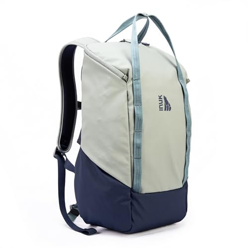 INUK Laptop Backpack for College Students & Work, 25L Lightweight Waterproof Backpack for Business Travel, Hiking Daypack with Padded Sleeve and Safety Whistle, Made from Recycled Materials，Sage Leaf