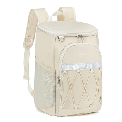 Backpack Cooler Backpack 26 Cans Insulated Leak Proof for Women Men Beach Camping Picnic Fishing Hiking Lunch Backpack Waterproof Cooler - color: Beige, size: Medium