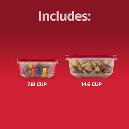 Rubbermaid 7.81- and 14.66-Cup EasyStore Square Containers, 2 Pack, Food Storage Containers, Food Storage Containers with Lids - size: 4-Piece