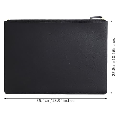 PU Leather A4 File Folder Zipper Document Holder Envelope Folder Case for Receipt Contract (Black) - color: Black