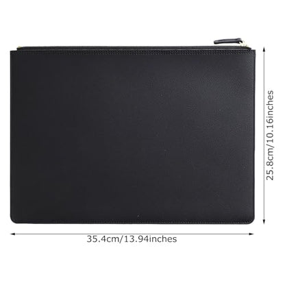 PU Leather A4 File Folder Zipper Document Holder Envelope Folder Case for Receipt Contract (Black) - color: Black