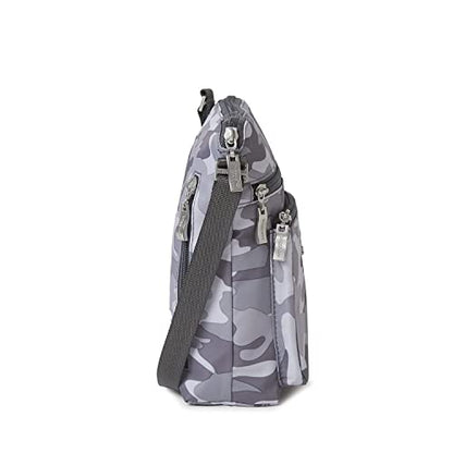 Baggallini Pocket Crossbody Bags for Women 8x8 Small Lightweight Durable Water-resistant Travel Purse W/Rfid - color: Dark Gray Camo