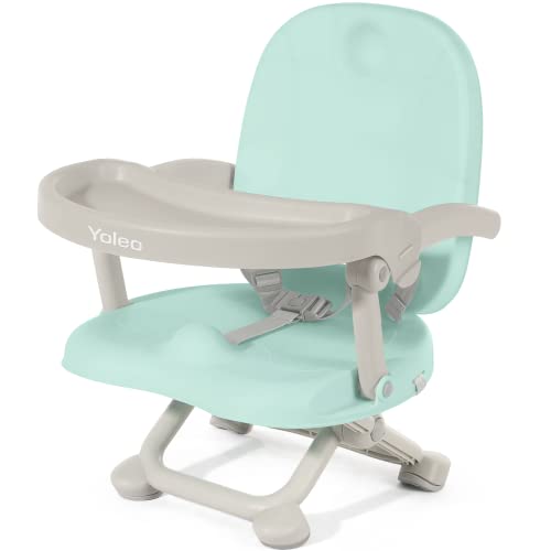 YOLEO Baby High Chair Booster Seat for Dining Table, Foldable High Chairs with Adjustable Heights, Travel Booster Seat with Removable Tray - color: Green, size: No Cushion