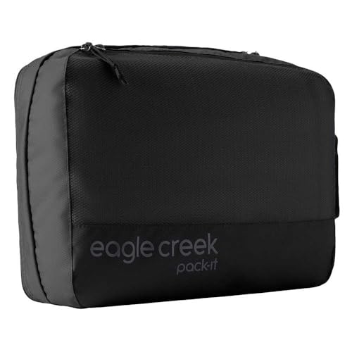 Eagle Creek Pack-It Reveal Clean/Dirty Cube M - Water-Resistant Dual Compartment Packing Cube With Internal Divider for Clean & Dirty Clothes - Travel Essentials - Black - color: Black - Reveal (New)
