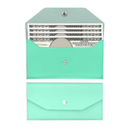 Pu Leather Cash Envelope Wallet - Reusable Cash Stuffing Wallet for Men and Women -Green - color: green