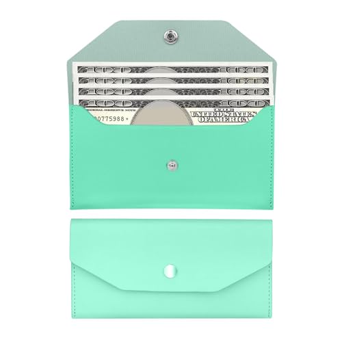 Pu Leather Cash Envelope Wallet - Reusable Cash Stuffing Wallet for Men and Women -Green - color: green