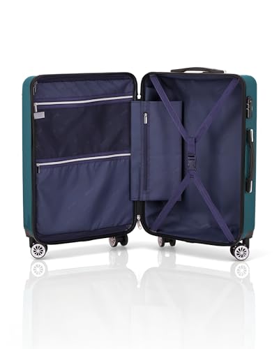 Coolife Luggage, Suitcase with Durable and Lightweight, Checked Luggage with PC+ABS Hardshell, Dual Spinner Wheels, TSA Lock, and YKK Zipper(green new, M(24in)) - color: green new, size: M(24in)