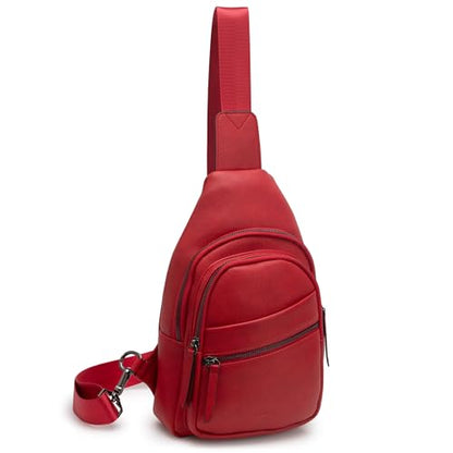 Alldaily Large Sling Bag for Women Crossbody Purse Leather Fashionable Trendy Chest Bag for Travel, Fanny Pack (Red) - color: Red