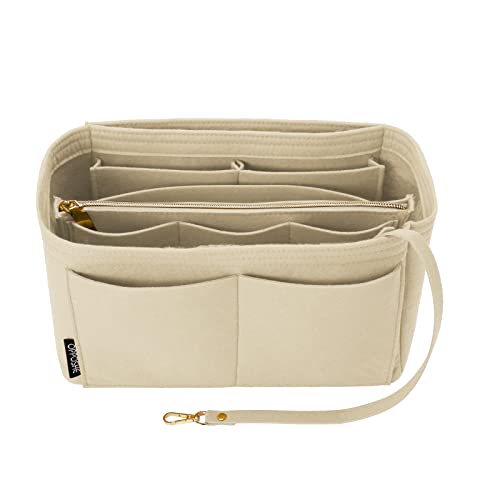 OPPOSHE Purse Organizer Insert for Handbags, Softened Felt Bag Insert Organizer for Tote, Compatible with LV, Coach, MK, Kate Spade, Goyard, Longchamp (Beige, XX-Large) - color: Classic-BEIGE, size: Standard XX-Large