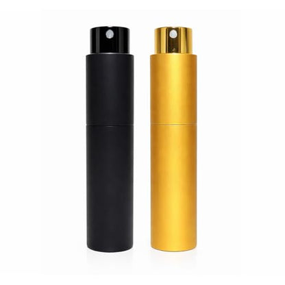 Travel Perfume Bottle Refillable 10ml 2-Pack Twist Up Cologne Atomizer - color: Black and gold