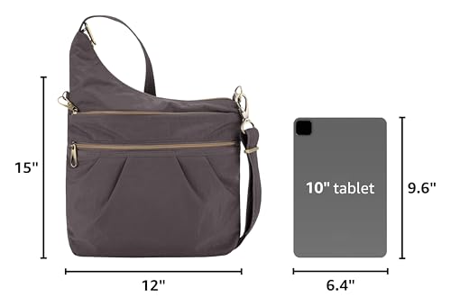 Travelon Anti-Theft Signature 3 Compartment Crossbody Bag - color: Smoke