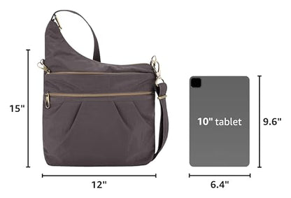 Travelon Anti-Theft Signature 3 Compartment Crossbody Bag - color: Smoke