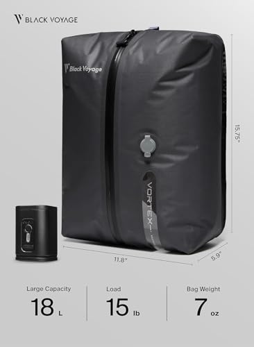 Black Voyage Reusable Vacuum Compression Travel Bag for Carry-On Suitcase and Backpack, Recycled IPX8 Waterproof Space Saver Vacpack (1-Pack, 18L - No Pump) - color: Gray 18L (1-Pack), size: 18L (No Air Pump)