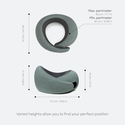 Ostrichpillow Go Neck Pillow, Travel Pillows for Airplanes, Premium Memory Foam Travel Pillow, 360º Ergonomic Design, Asymmetrical Sides, Travel Bag Included, Washable Modal Cover - color: Green Moss