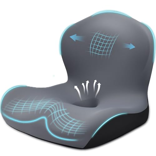 Seat Cushion for Office Chair and Car, L-Shaped Ergonomic Car Seat Cushions, Memory Foam Chair Cushion, Lumbar Support Pillow for Wheelchair, Car, Home, Office, Desk, Gray - color: Gray