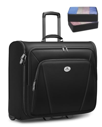 MATEIN Rolling Garment Bag with 2 Packing Cubes, Large Check-in Travel Garment Bags with 17.3 Inch Laptop Compartment, Wrinkle Free Wheeled Business Softside Suitcase Luggage for Men and Women, Black - color: Black, size: Large - Checked