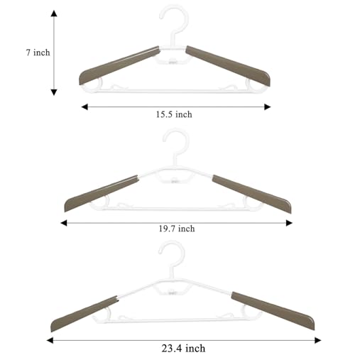 6-Pack Heavy Duty Plastic Extra-Wide Arm 15"-23" Suits Clothes Hangers with Swivel Hooks,Perfect for Coat,Jacket,Dress,Shirt,Trousers or Closet Space Saving,Grey&White - color: Grey&white