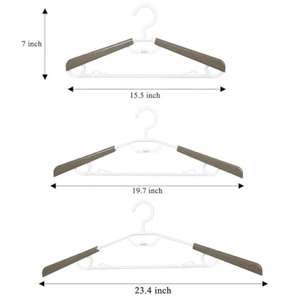 6-Pack Heavy Duty Plastic Extra-Wide Arm 15"-23" Suits Clothes Hangers with Swivel Hooks,Perfect for Coat,Jacket,Dress,Shirt,Trousers or Closet Space Saving,Grey&White - color: Grey&white