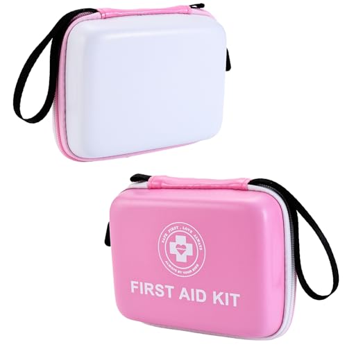 Small First Aid Kit - 165 Piece Dual-Color Emergency Medical Kit with Hard Shell & Fluorescent Exterior Coating, Emergency First Aid Kit for Home, Car, Travel, Hiking & Outdoor(Pink/White) - color: Pink/White