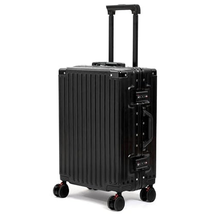 VentureVault 24 Inch Luggage With Spinner Wheels, Aluminum Frame Zipperless Suitcase, PC Lightweight Hard Shell with TSA Lock, Checked Medium Suitcase 24-Inch (Black) - color: Black, size: 24inch