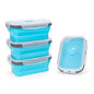 Collapsible Silicone Food Storage Containers Set with Lid & Air Vent,Foldable Lunch Containers(4PCS,Blue,17oz) - color: Blue | 17 oz | 4pc