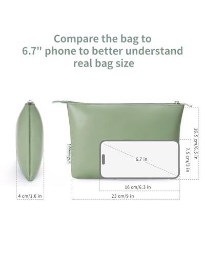 Narwey Small Makeup bag for Purse, Small Makeup Pouch for Purse Cosmetic Bag with Zipper, Cute PU Leather Make up Pouch for Women Girls (Mint Green) - color: A-Mint Green