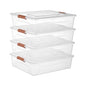 Clear Plastic Storage Bins with Lids Stackable Storage Box for Crafts, Supplies (Large 4Pack Brown) - size: Large 4Pack Brown
