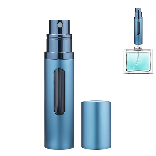 Refillable Perfume Atomizer Travel Bottle 5ml Leakproof Luxury Travel Perfume Refillable Bottle, Portable Perfume Atomizer (Blue) - color: Blue