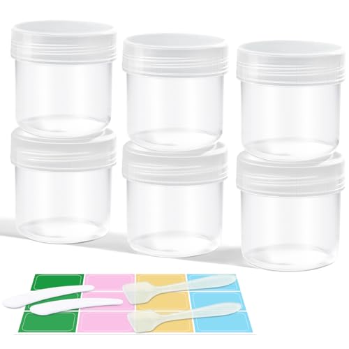DEMORA Small Travel Containers Plastic Jars with Lids for Creams, Refillable TSA Approved Travel Size Containers for Lotion Makeup Cosmetic Toiletries Ointments, PP, BPA Free (Clear, 1.7 oz, 6 Pcs) - color: Clear, size: 1.7 oz