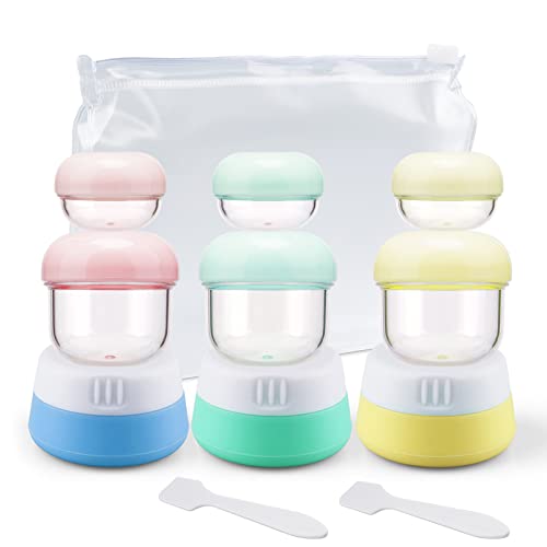 Cosywell Travel Jars for Creams 9PCS Travel Size Containers for Toiletries Cream Jars Refillable Leak-proof Travel Accessories with Lid for Lotion Cosmetic Makeup Body Cream (Plastic-6 & Silicone-3) - style: E-9 Pieces Plastic-6 & Silicone-3