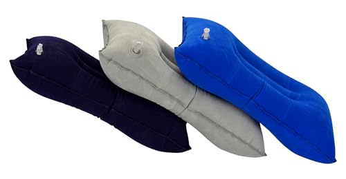 3 Pieces Inflatable Travel Pillow for Camping, Home Office Sleeping Pillow, Head Neck Lumbar Support, Ultralight Portable Compact and Soft, Airplane car Hiking Backpacking Trip Pillow