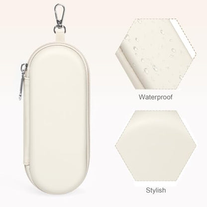 Double Eyeglasses Case, Dual Glasses Sunglasses Organizer with Zipper Closure, Eyewear Storage Box for Men Women Travel - color: Beige