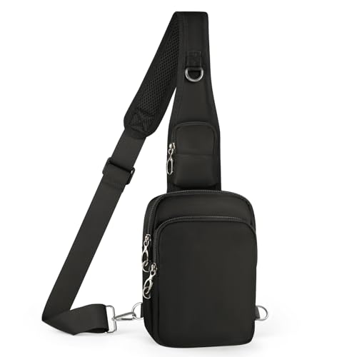 BROADREAM Sling Bag, Crossbody Bag with Anti-Theft Lock Zipper, RFID Blocking & Water Resistant for Travel Work Sport - color: Black