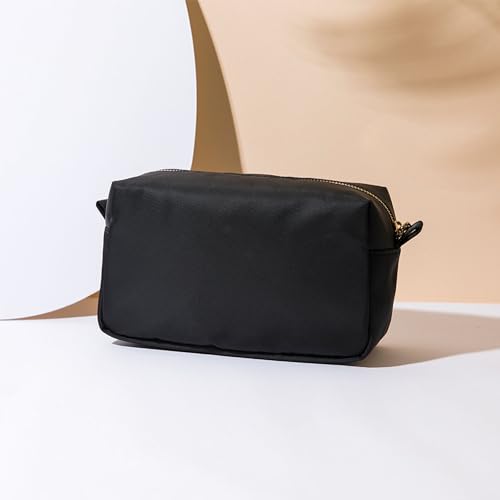 Organizer Bag Lightweight Cosmetic Bag with Ring Clasp Perfect Travel Makeup Bag for Women nylon Stand Up Design (Black/Nylon) - color: Black-nylon