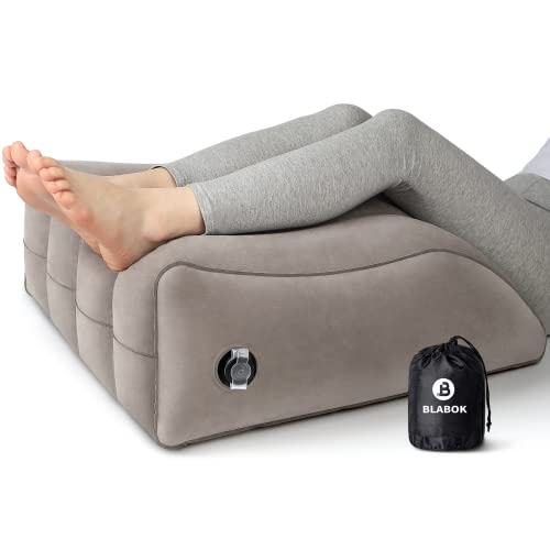 Wedge Pillow for Sleeping - Inflatable Leg Elevation Pillow for Swelling,Circulation,Leg & Back Pain Relief,Leg Support Polyvinyl Chloride Pillow for After Aurgery,Hip,Foot,Ankle Recovery - color: Grey