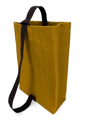 Under NY Sky Wine Tote Bag, Portable Canvas Carrier w/Shoulder Strap, Lightweight, Wine Gift for Travel & Picnic - Double Bottle - Mustard (Wine Bag 2 Slots Mustard) - color: Wine Bag 2 Slots Mustard