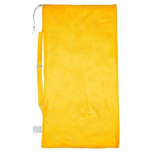 Champion Sports Mesh Equipment Bag – Heavy-Duty Nylon Drawstring Bag with Lock & ID Tag, Breathable Storage Sack for Balls, Swim Gear, Laundry & Toys, Multiple Sizes & Colors - color: Gold, size: 24" x 48" with Shoulder Strap