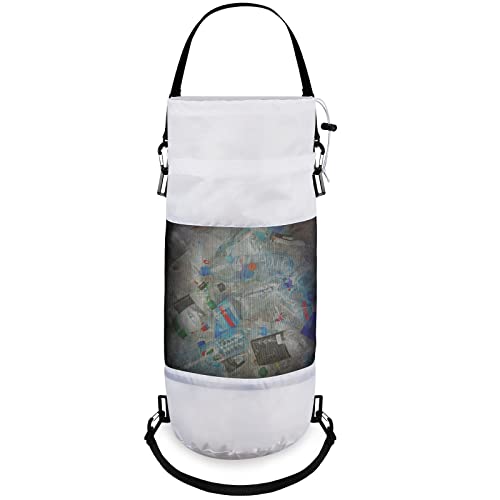 Gersoniel Portable Boat Trash Bags Boat Accessories Container Outdoor Medium Hoop Mesh Trash Bags Reusable Garbage Container Cabin Storage for Men Women Adults Kayak Camper Fishing - color: White, style: Classic Style