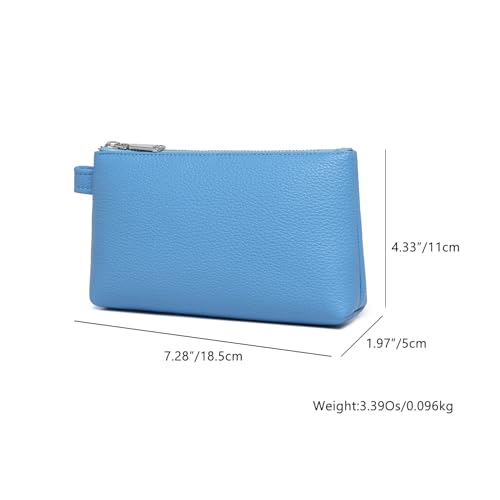 30 Color PU Faux Leather Travel Toiletry Bag for Women, Mini Cosmetic Pouch Organizer with 2 Dividers, Easy Clean Makeup Bag for Purse, Gift Idea (PU Faux Leather/Gentian Blue) - color: PU/Gentian Blue