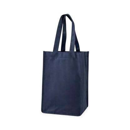 True Wine Tote Bag, 4 Bottle Wine Carrier, Wine Carrier Tote Bag with Dividers, Reusable Wine Bags, Wine Bottle Carrier Tote - color: Blue