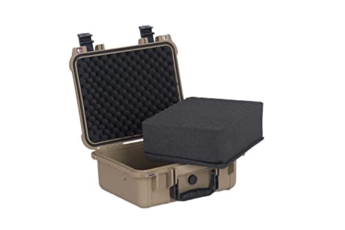 MEIJIA Portable All Weather Waterproof Protective Case,Hard Case,Camera Case With Customized Fit Foam,Fit Use of Drones,Camera,Equipments,Pistols,13.35 x11.63x5.98inches (Desert Tan) - color: Desert Tan