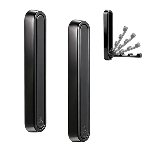 Dntorx 2 Pcs Extended Folding Coat Hooks Wall Mounted, 4.33 in Black Foldable Wall Hooks Heavy Duty Valet RV Hooks Bathroom Towel Hooks Robe Hooks for Hanging Towels Clothes Coat Hat Bags - color: Black, size: 4.33In-2 Pcs