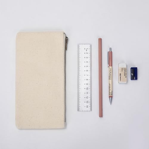 Canvas Pencil Pen Case Stationery Case Pouch Bag (Beige, S) - color: Beige