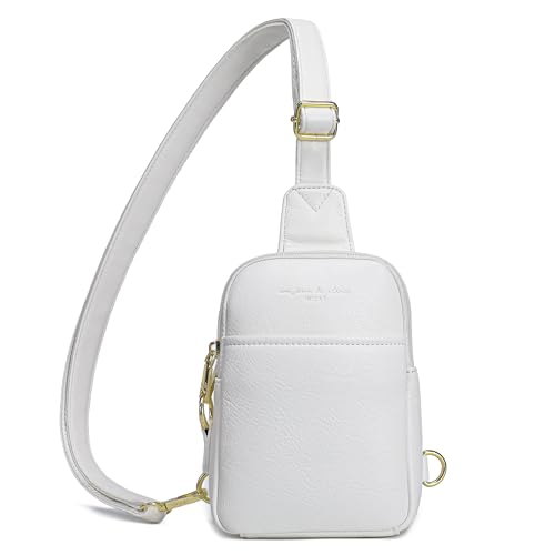 Haytijoe Small Anti Theft Crossbody Bag for Women Faux Leather Lightweight Sling Bags RFID Blocking Fanny Pack for Travel - color: White