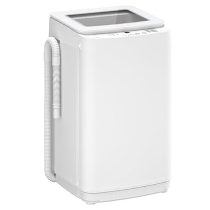 Auertech 14 lbs Portable Washing Machine, Fully Automatic Portable Washer with Glass Lid, 10 Wash Cycles, Compact Capacity Washer and Spin Dryer Combo with Drain Pump for Apartment, Dorm, RV - size: 14 lbs