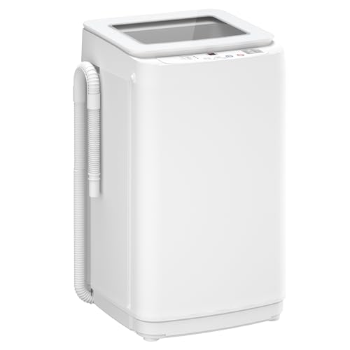Auertech 14 lbs Portable Washing Machine, Fully Automatic Portable Washer with Glass Lid, 10 Wash Cycles, Compact Capacity Washer and Spin Dryer Combo with Drain Pump for Apartment, Dorm, RV - size: 14 lbs
