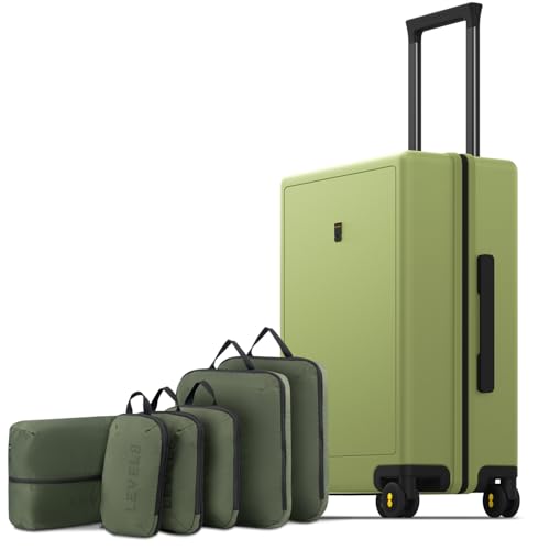 LEVEL8 Carry on Luggage Airline Approved, Small Carry on Suitcases with Wheels, Lightweight Hardside Textured Luggage for Travel, Tsa Approved, 20-Inch, Pickle Green - color: Pickle Green, size: Carry-On 20 Inch + 6PC