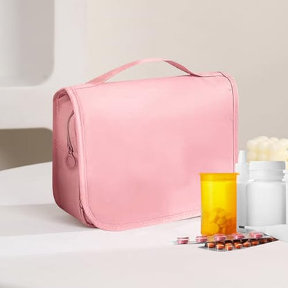 Set Patient Travel Makeup Bag for Ostomy and Colostomy Supplies, Set Patient Cosmetic Bag with Hanging Setup and Stylish Covers for Women (Pink) - color: Pink
